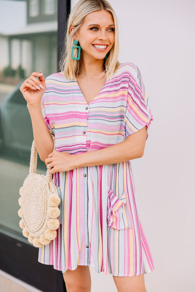 Hot Pink Striped Dress – Shop The Mint